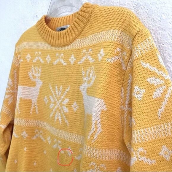Vintage Sundowner 100% pure wool crewneck reindeer sweater L - Picture 7 of 7